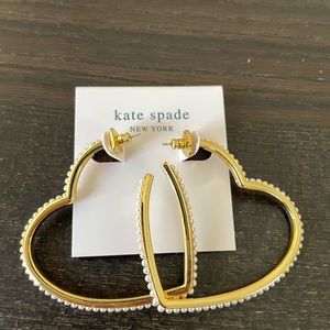 Kate Spade Shining Spade Pearl Heart Hoop Earrings NWOT ❗️Sale❗️